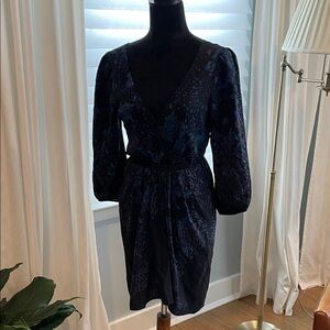 Elegant Tibi Black and Blue Women's Silk Dress Size 6